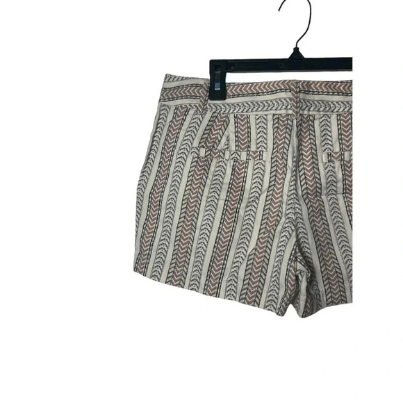 1755. LOFT LINES/CHEVRON PATTERN 100% COTTON SHORTS SIZE 0 CREAM/BROWN/GREEN - Picture 7 of 7